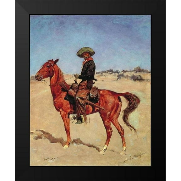 Remington, Frederic 12x14 Black Modern Framed Museum Art Print Titled - The Puncher