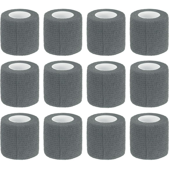 PinesC Adhesive Elastic Tape Elastic Bandage, Sports Elastic Wrap Flexible Stretch Athletic Wrist Tape for Tennis Racquet Grip Sports Knee Ankle Gray 2\