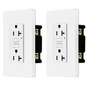 20amp GFCI Outlets, Non-Tamper-Resistant GFI Duplex Receptacles with LED Indicator, Ground Fault Circuit Interrupter with Wall Plate, ETL Listed, White, 2 Pack