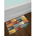 thumbnail image 2 of Retro Bath Mat, Long Sharp Edged Horizontal Triangles on Different Color Blocks Creative and Abstract, Plush Bathroom Decor Mat with Non Slip Backing, 29.5" X 17.5", Multicolor, by Ambesonne, 2 of 2