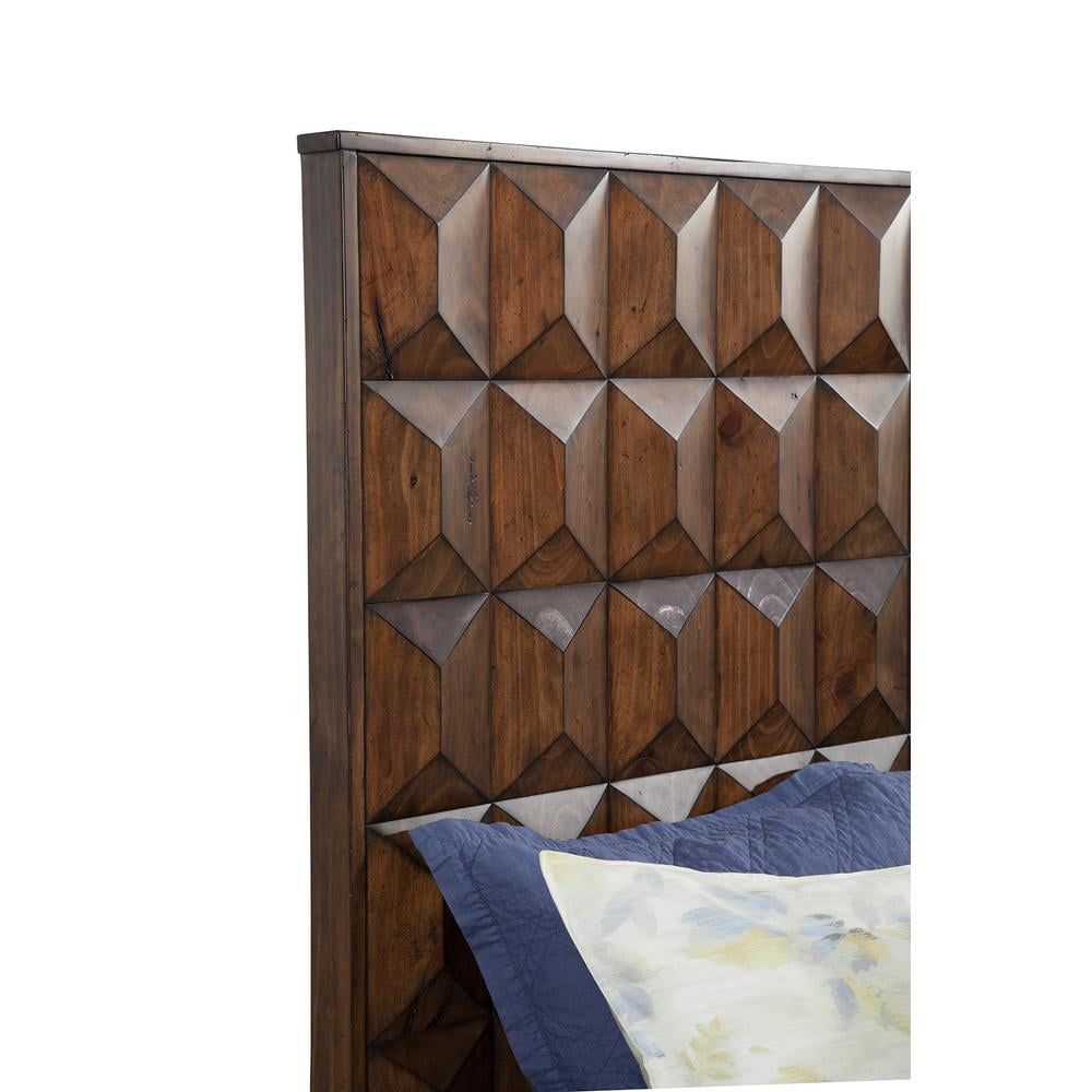 Origins by Alpine Trig Queen Wood Headboard in Antique Brown