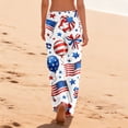 thumbnail image 5 of 250th Anniversary Pants for Women Patriotic Star American Flag Print Elastic High Waist Pants Wide Leg Regular Fit Daily Wear Comfy Pajama Bottoms, #01 Royal Blue, L, 5 of 5