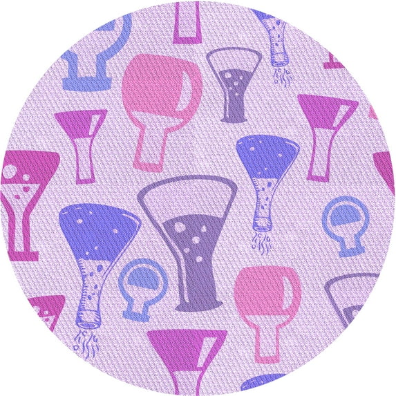 Ahgly Company Machine Washable Indoor Round Transitional Heliotrope Purple Area Rugs, 5' Round