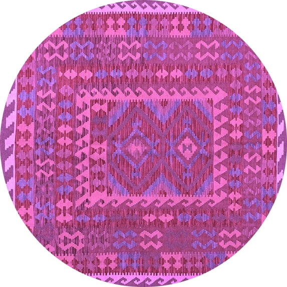 Ahgly Company Indoor Round Oriental Purple Traditional Area Rugs, 7' Round