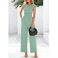 thumbnail image 3 of PRETTYGARDEN Summer Jumpsuits for Women Dressy Ribbed Cap Sleeve Wide Leg Pants Rompers Elegant Casual One Piece Outfits, 3 of 8