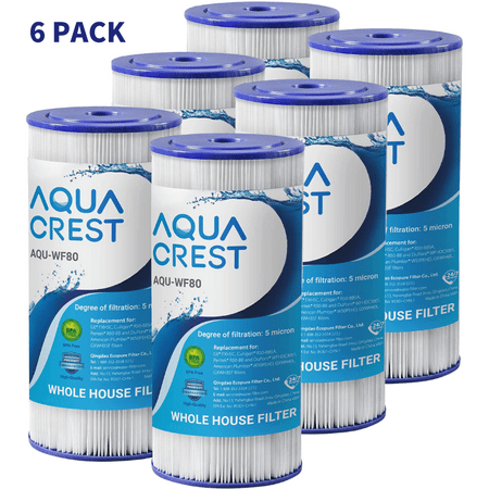 

AQUACREST FXHSC Whole House Water Filter Replacement for GE FXHSC GXWH40L GXWH35F American Plumber W50PEHD W10-PR Culligan R50-BBSA 5 Micron 10 x 4.5 High Flow Sediment Filters Pack of 6