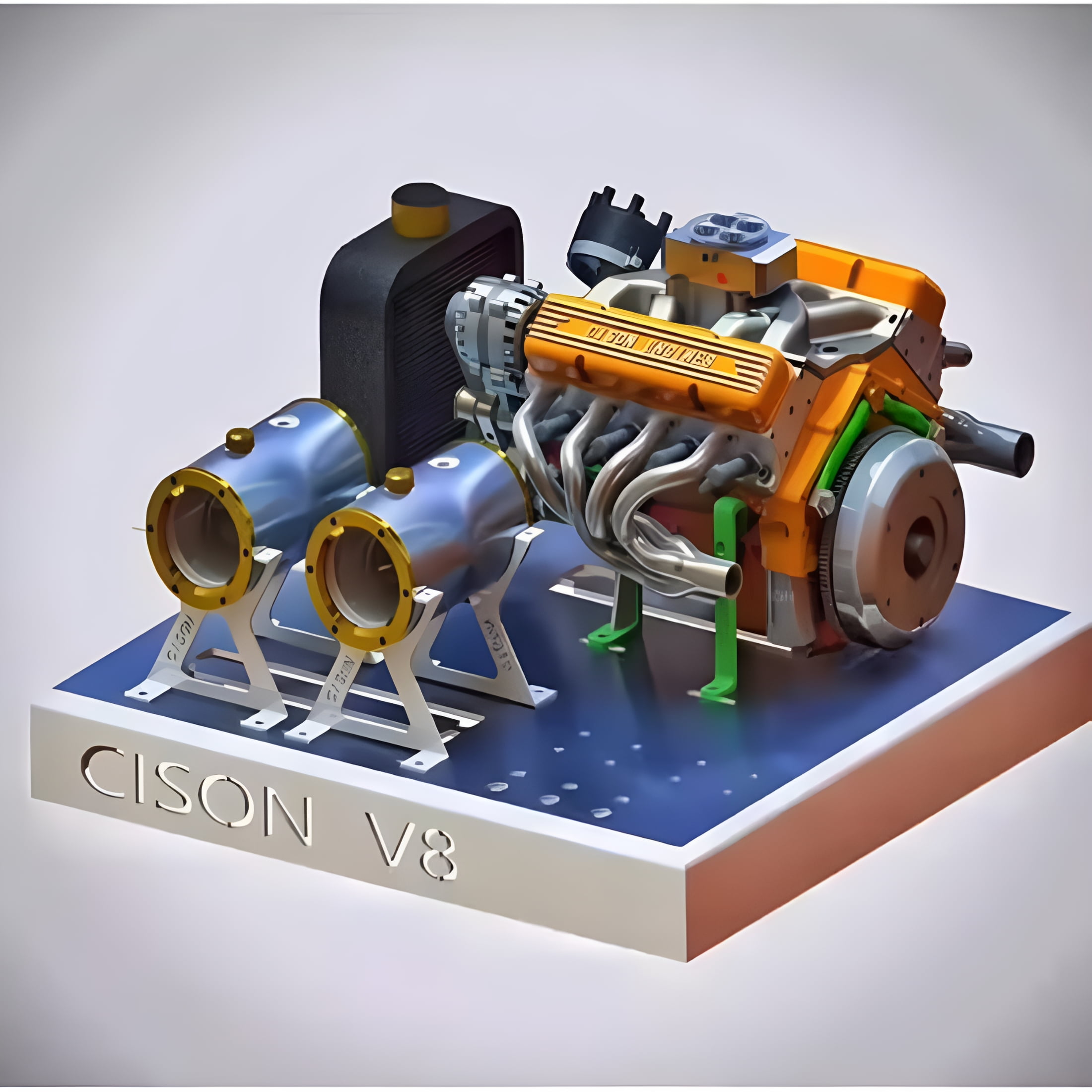 BESTSKY 89%-Gasoline OHV V8 Small-Block Engine Model Kits,V8 Engine Kit Gasoline,Build Your Own STEM V8 Model Engine for Adults,Mini V8 Model Engine Kit (Blue)