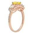 thumbnail image 2 of 1.46 ct Round Cut Simulated Yellow Diamond 3 Stone 18K Rose Gold Womens Engagement Ring, 2 of 5