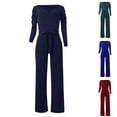 thumbnail image 4 of Gibobby Trajes de Entrenamiento para Mujer Mono ajustado con cuello en V de Color sólido y manga larga a la y americana para mujer(Rojo,M), 4 of 5