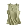 thumbnail image 4 of Fanxing Camisole Tops for Women Built in Bra Tank Tops Cotton Workout Yoga Shirts Basic Tank Tops Layer Padded Green,XL, 4 of 5