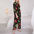 thumbnail image 3 of Yiaed Sweet Red Cherry Print Pajamas Women's Long Sleeve Sleepwear Soft Button Down Loungewear Pjs Lounge Set Nightwear Womens Pajama Pants-Large, 3 of 7