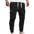 thumbnail image 5 of Men's Sports Casual Cargo Pants Elastic Waist Drawstring Solid Trousers Hiking Pants Joggers Gym Sweatpants, 5 of 5