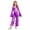 Purple, variant on Girls Movies Babydoll Dance Jumpsuits Metallic Bell Sleeve Ruffles Zip Up Overall Romper Royal Blue 8