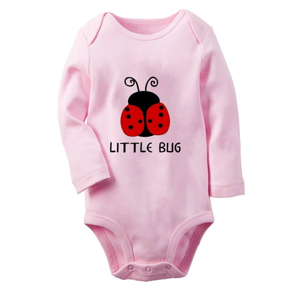 iDzn® Little Bug Funny Rompers, Newborn Baby Unisex Bodysuits, Infant Jumpsuits, Toddler Kids Long Sleeve Oufits (Pink, 0-6 Months)