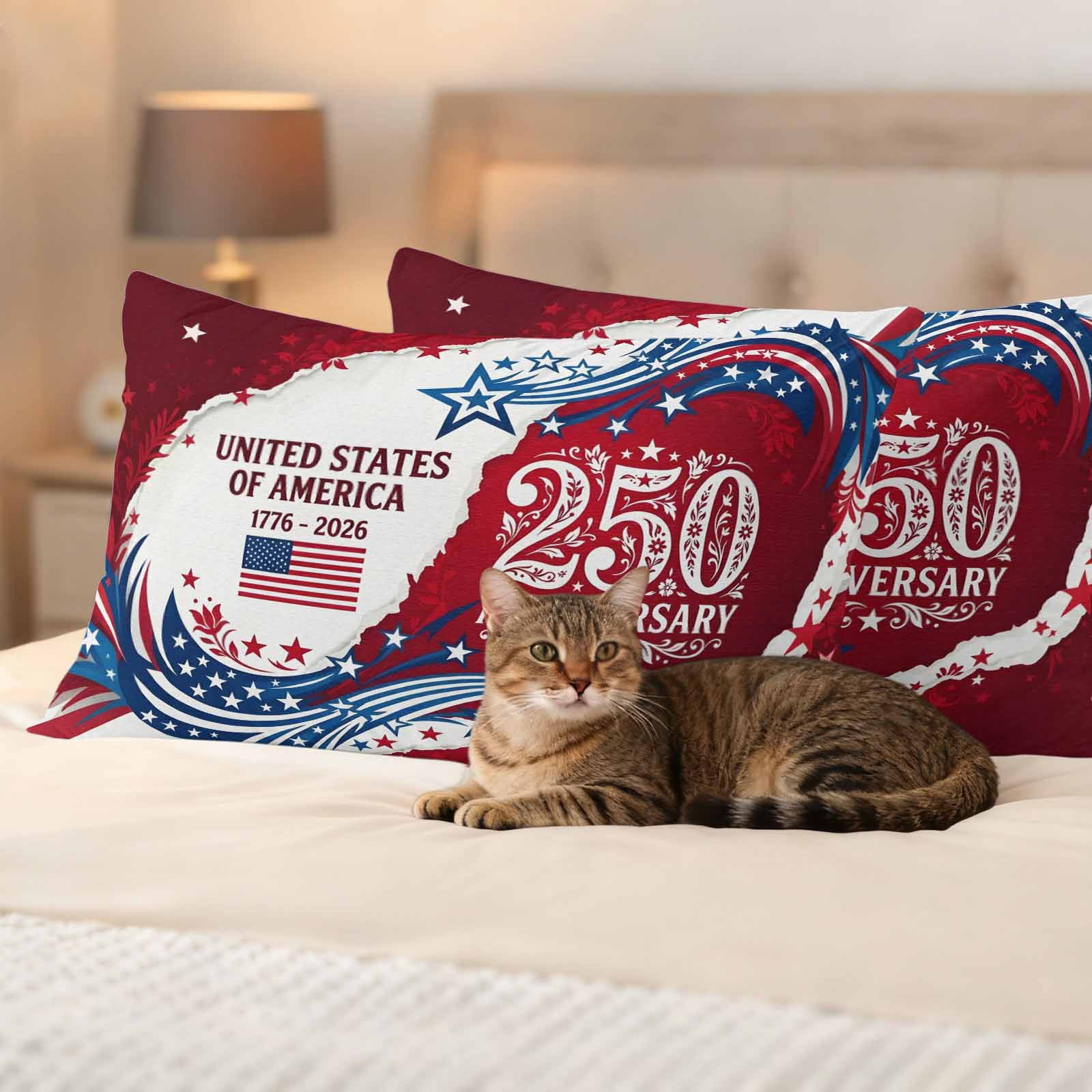 Anniversary USA Outdoor Waterproof Pillow Covers, 4th of July 1776-2026 American Flag Decorative Rectangle Throw Pillowcase Sofa Cushion Sham for Patio/Couch/Chair, 20"x12" 2 Pack