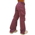 thumbnail image 2 of Women Baggy Cargo Pants Low Waist Wide Leg Sweatpants Casual Drawstring Loose Pocket Joggers Trousers Hippie Punk, 2 of 5