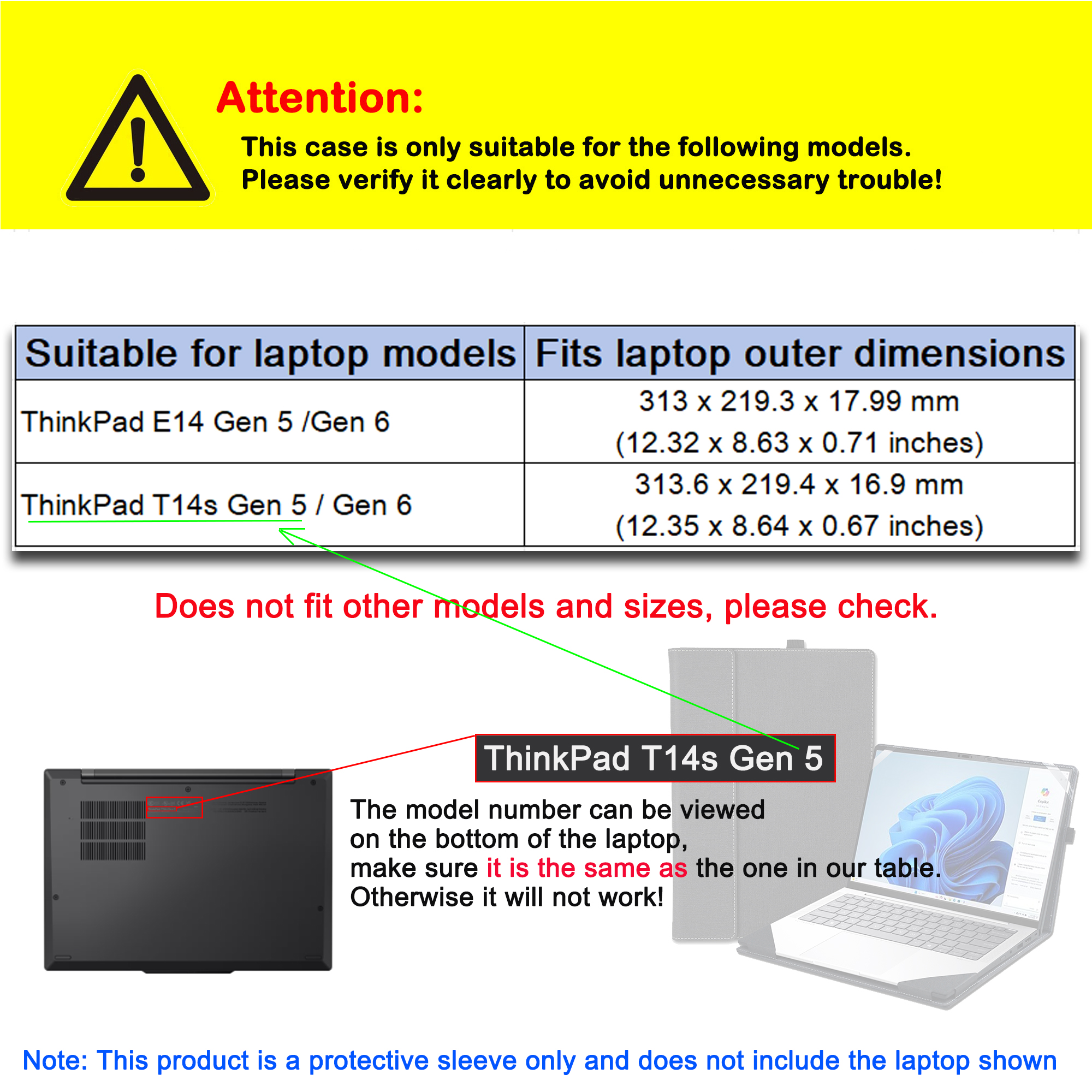 Laptop Case Cover for 14 inch Lenovo ThinkPad E14 Gen 5 Gen 6 &for ThinkPad T14s Gen5 Gen6 [Not for other models],Notebook PC Protective Sleeve Bag with Multi-functional cooling bracket