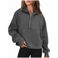 thumbnail image 6 of Osfvolr Womens' Hoodies Half Zip Long Sleeve Crop Pullover Sweatshirts with Pockets Thumb Hole  Color L, 6 of 8