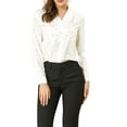 thumbnail image 1 of INSPIRE CHIC Chemise à Col Montant à Manches Longues à Étoiles Métalliques pour Femme TG Blanc, 1 of 8