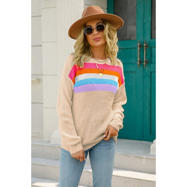 Rainbow print online jumper