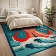 thumbnail image 3 of ODIKA 8'x10' Washable Area Rug Pixel Octopus Cartoon Bubble Motif Blocky Wave Border Retro Arcade for Dining Room, Large Office, Lounge, Non-Slip Chair-Friendly Mat, 3 of 7
