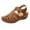 Brown, variant on Patlollav Womens Soft Leather Closed Toe Vintage Anti-Slip Sandals For Woman High-quality