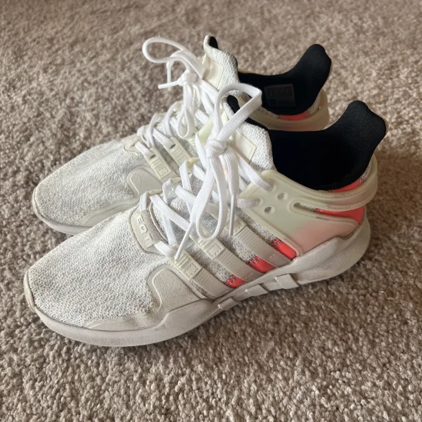 Ad-id-as EQT Support ADV White & Neon Knit Youth Size 5 / US WOMENs 6 Sneakers.