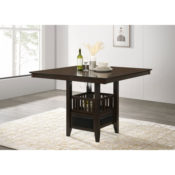 Newboti Furniture Finley Espresso Square Counter Height Table with Storage Pedestal BN.9038