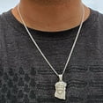 thumbnail image 5 of Real Solid 925 Sterling Silver 1" inch Jesus Iced Pendant Cuban Chain Necklace 22" inch, 5 of 13