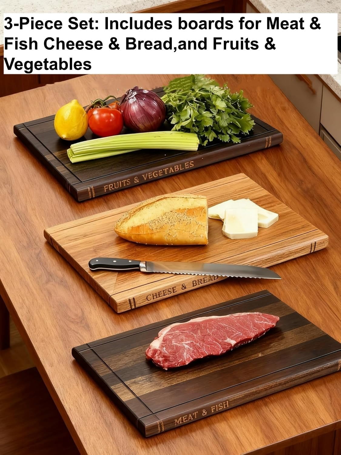 Book Cutting Board Set,Cutting Boards That Look like Books,Wooden Kitchen Chopping Boards Set of 3 with Stand,Tray for Cheese,Bread,Vegetables,Decorative Cookbook Style Serving for Parties & Home