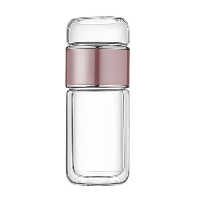 Bouteille en Verre Infuseur à Thé Isolée à Double Paroi / Filtre en Acier Inoxydable 304 / Verre Borosilicaté Résistant à la Chaleur et au Froid / Conception Étanche / Tasse d'Infusion Portable de 16 Oz pour Boissons Chaudes/froides