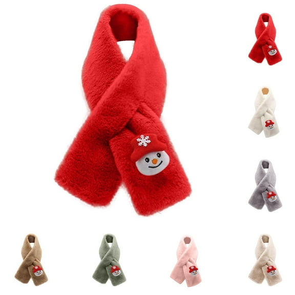 Lovzfmll Red Scarf for Boys Girls, Christmas Cute Cartoon Winter Holiday Gift, Ultra-Soft Plush Cozy Warm Cross Tie for 1-15 Years