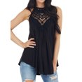 thumbnail image 1 of Women Crochet Cutout Keyhole Back Ruched Sleeveless Halter Neck Plain Tank Top, 1 of 5