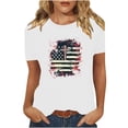 thumbnail image 2 of Cavosen 4th of July Clothes Women Petite Independence Day Short Sleeve Round Neck T Shirts American Flag Graphic Tops Lady L 4th of July Casual T Shirts Red White and Blue Tunic Tees, 2 of 8