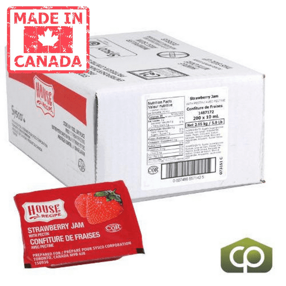 House Recipe CL Jam Strawberry Cup With Pectin 10ML (200/Case) - 0.34 oz (4.5 lbs)- Canadian Made