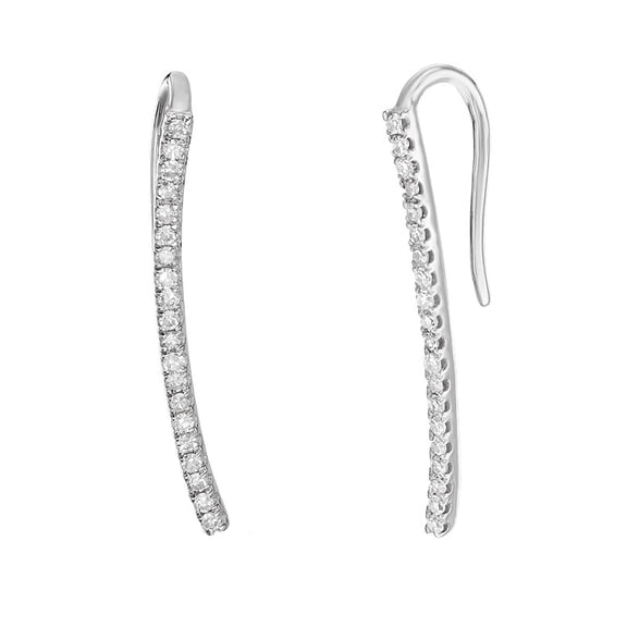 0.12 Carat Round Diamond Stack Crawler Earrings for Women in 10K White Gold