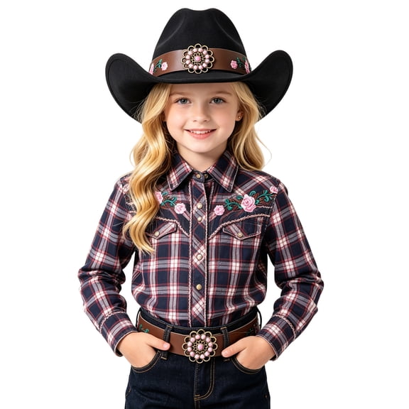 Valora Kids Western Cowboy Hat For Playful Farmhouse Style Outdoor Sun Little Boys Girls Cute Fashionable Toddler Child Summer Daily Leisure Black