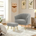 thumbnail image 6 of Andeworld Modern Accent Chair with Ottoman, Upholstered armchair for Living Room, Bedroom (Grey), 6 of 6
