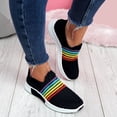 thumbnail image 5 of JINMGG Sneakers for Women Plus Clearance Women's Fashion Casual Rainbow Slip On Mesh Breathable Sport Sneakers Shoes Black 42, 5 of 7
