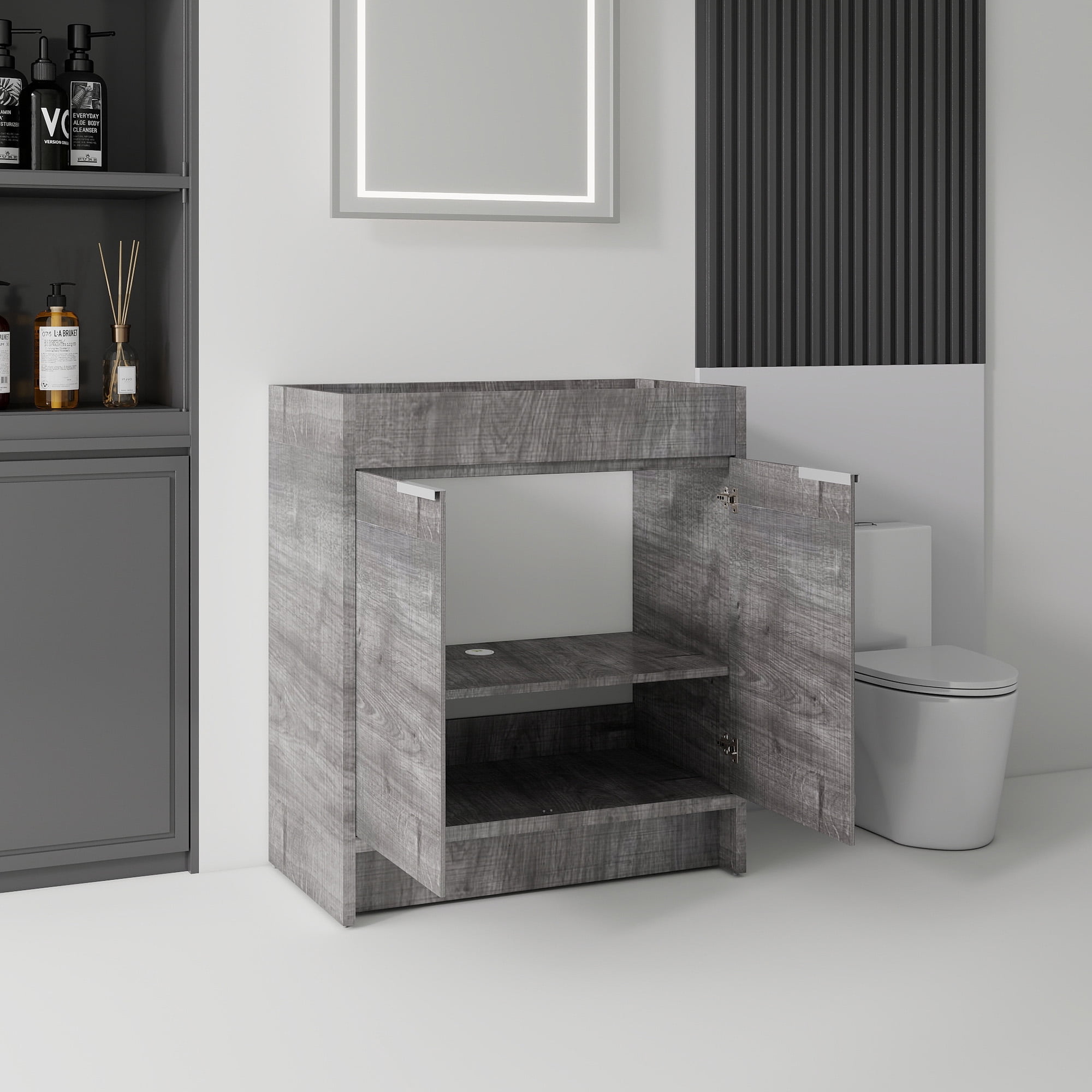 Leumius 30" Freestanding Bathroom Vanity Cabinet with Soft-Close Double Doors,Modern Bathroom Vanity,Spacious Interior Storage,Cabinet Only,Grey