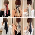 thumbnail image 2 of 2023 New Fashion Silk Scarf Hair Band Long Ribbon Bow Korean Printing Letter Hair Scarf Women Ponytail Holder Hair Accessories, 2 of 4