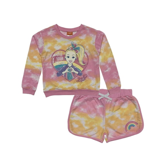 JoJo Siwa Girls' French Terry Pullover Top and Shorts Set, Sizes 7-12