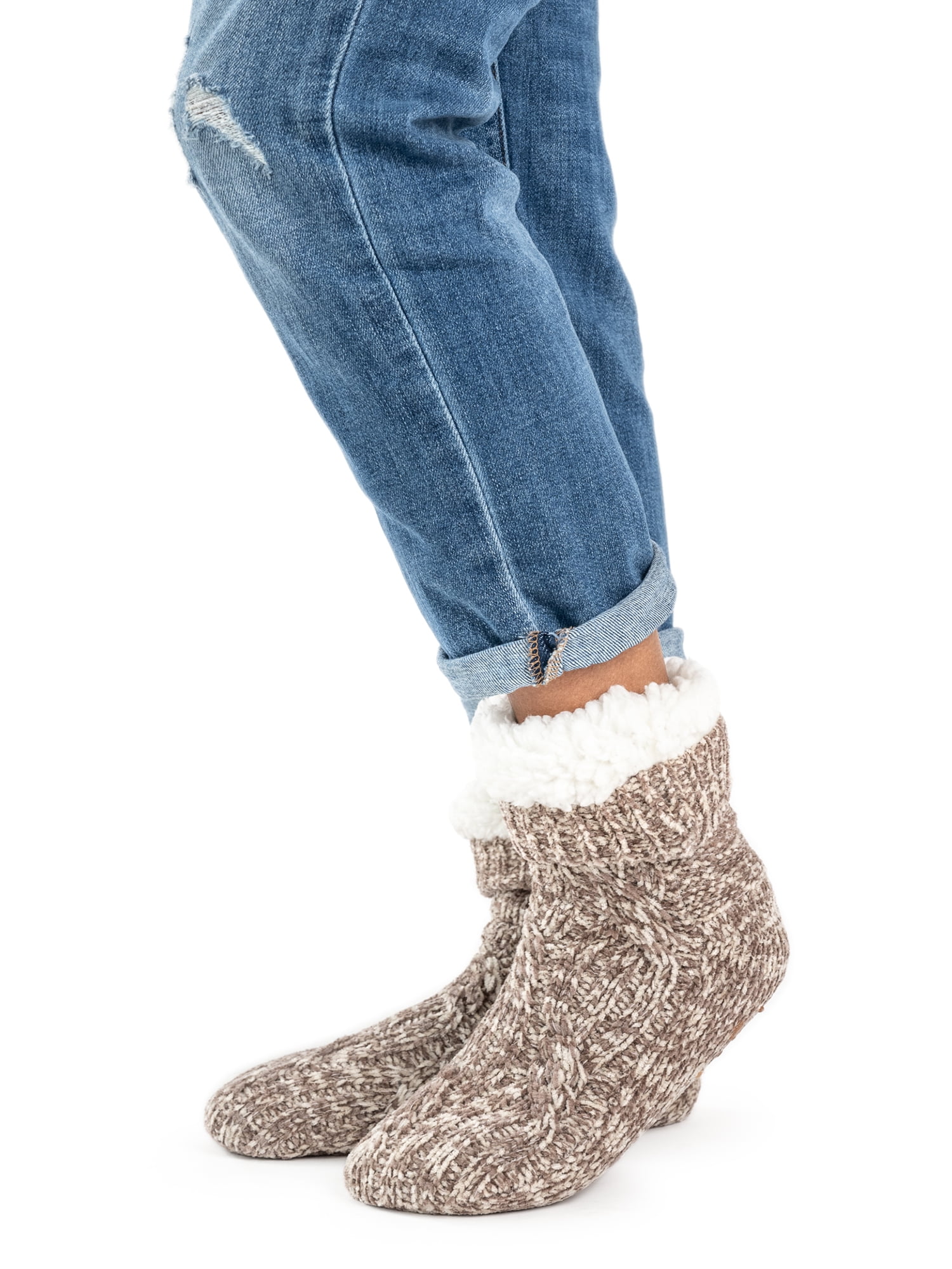 MUK LUKS Women's Tall Rib Cuff Cabin Socks, 2-Pack, S-XL