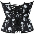 thumbnail image 5 of LEKDFST Black Overbust Corset Tops For Women Casual Tube Skeleton Print Strapless Bustier Lingerie Bodyshaper Tops M, 5 of 5