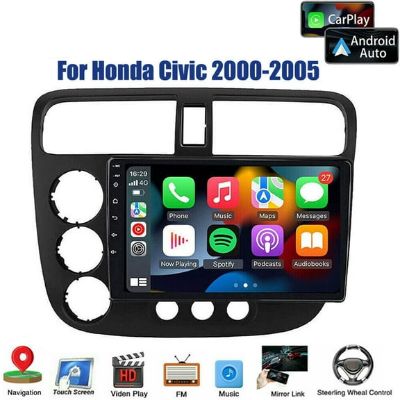 LICHENGTAI Android 11 Car Radio Stereo Fit for Honda Civic 2001-2005 with Wireless Apple Carplay Android Auto, 9-inch Touch Screen Car Radio with Bluetooth, GPS Navigation, WiFi, 2 32G