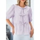 thumbnail image 4 of Blusa PRETTYGARDEN Camisa a rayas con lazo en la parte delantera para mujer 2025, 4 of 9