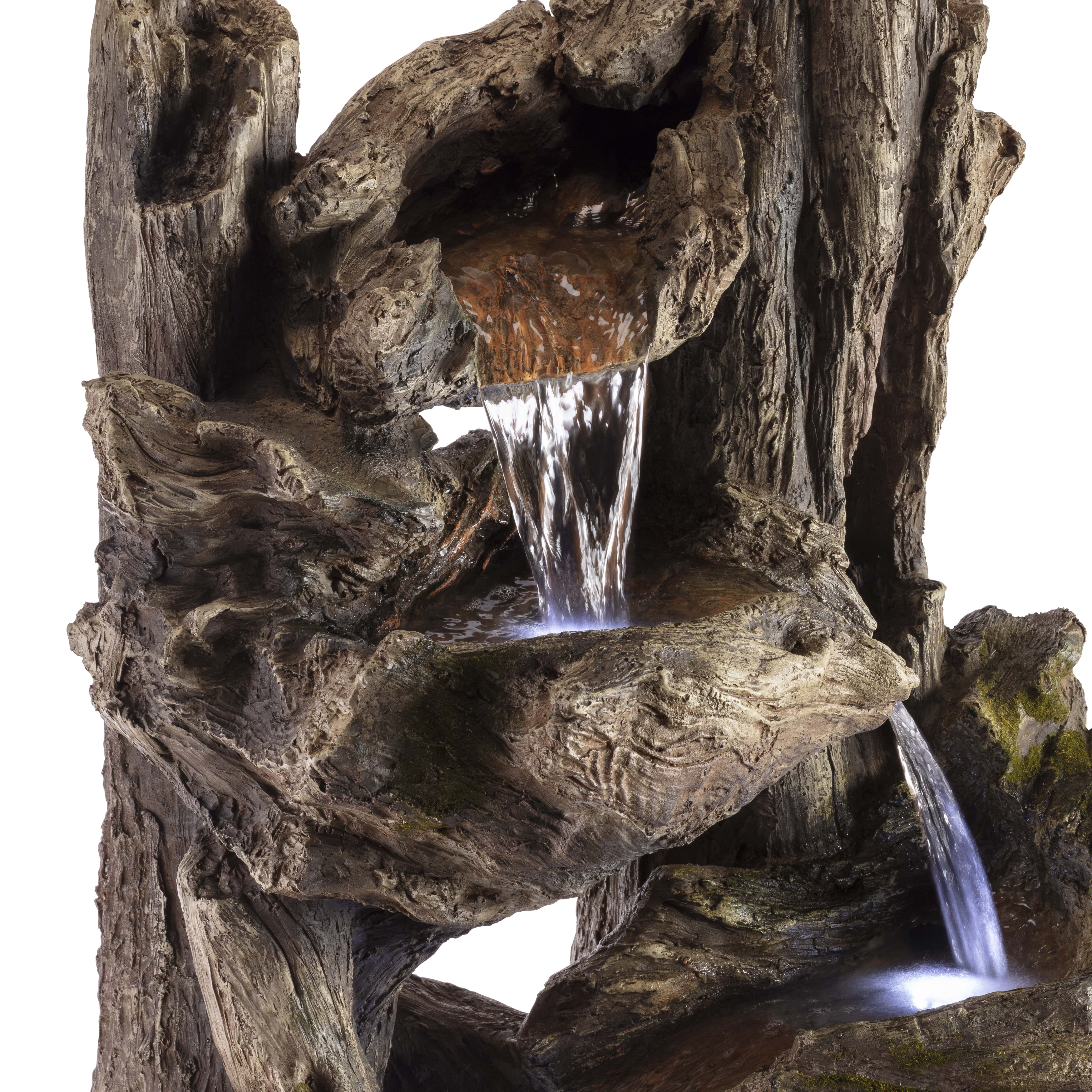 Alpine Corporation 5-Tier Outdoor/Indoor Rainforest Rock Water Fountain with LED Lights