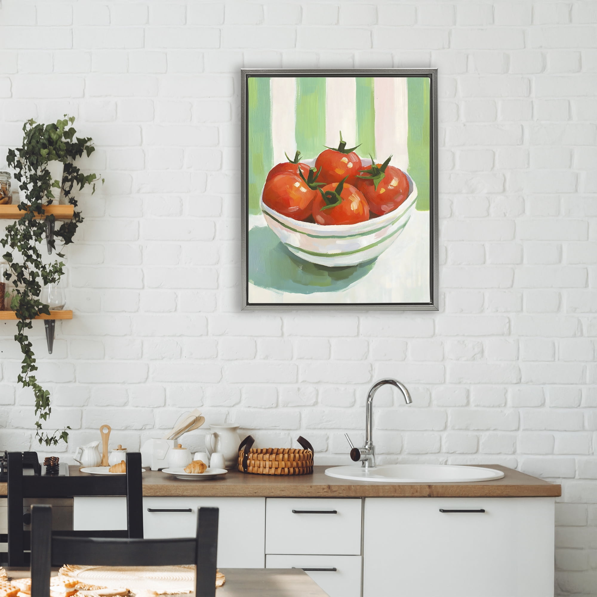 Stupell Industries Bowl of Fresh Tomatoes Gray Framed Floater Canvas Wall Art, design by The Prints Vibe