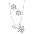 thumbnail image 1 of Delight Jewelry Silvertone Half Marathon - 13.1 Silver tone Snowflake Charm Necklace and Stud Earrings, 1 of 4