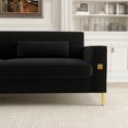thumbnail image 6 of 3 Seat Sofa, Modern and Luxury Sofa with Velvet Upholstered, Golden Accents, High Backrest, 2 Pillows, Sofa for Living Room, Bedroom, Office, Black, 6 of 8